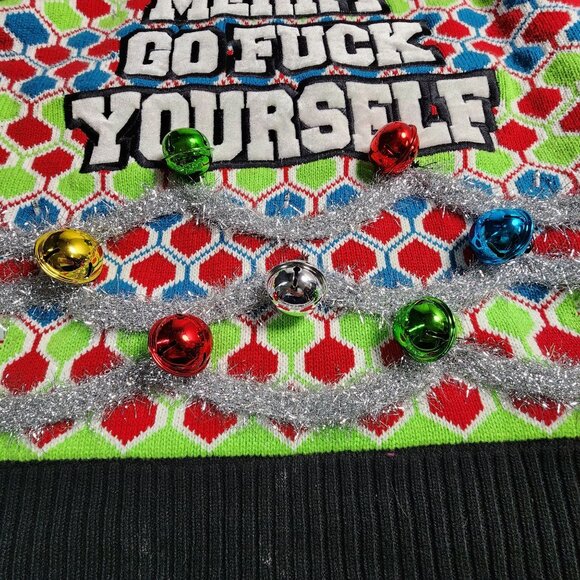 Spencers Workshop Ugly Christmas Sweater Medium With Bows & Bells - Picture 5 of 12